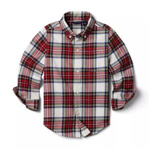JANIE AND JACK Plaid Brushed Twill Shirt In Bradbury Red Plaid- 6‎ To 12 Months